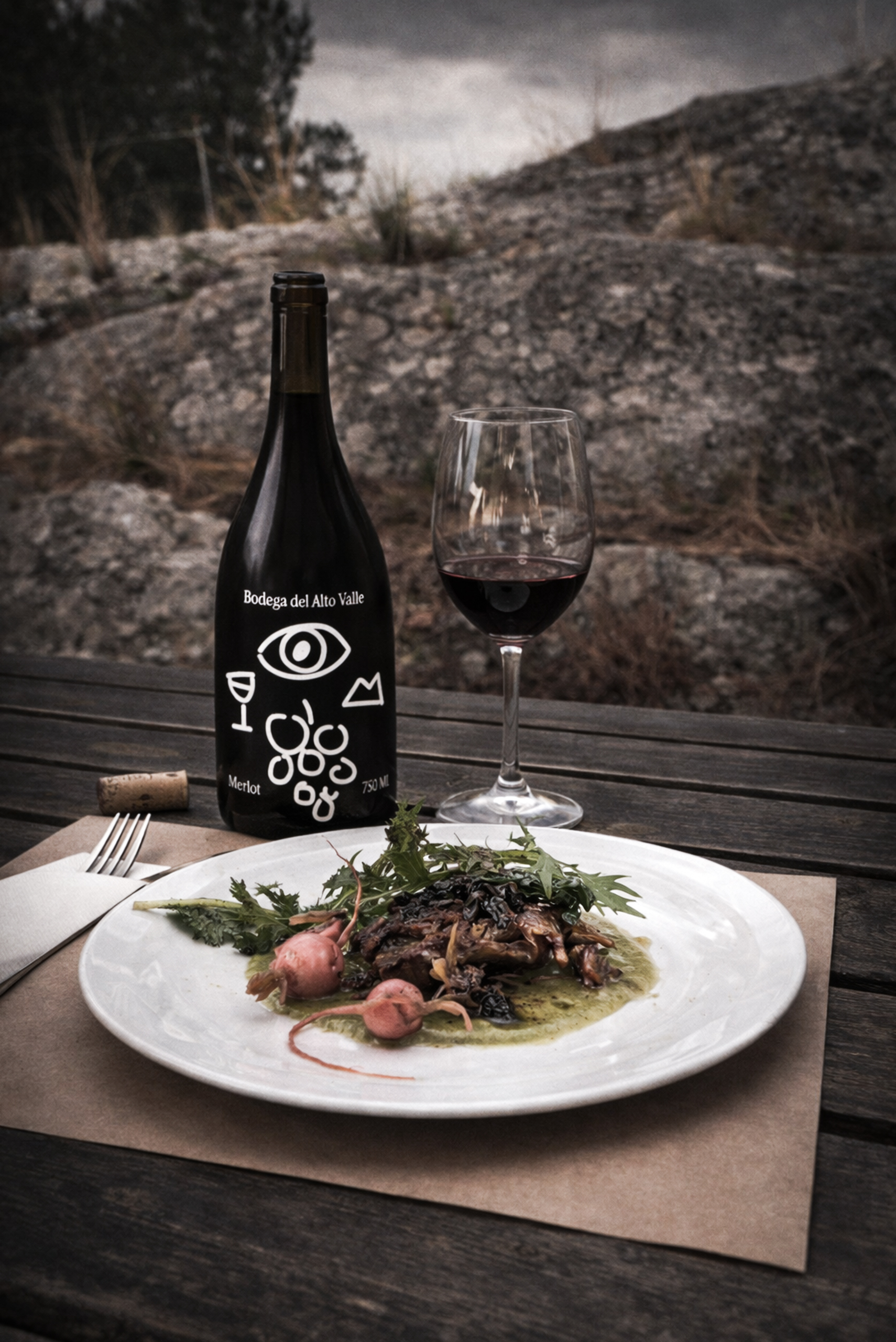 Vino y gastronomía sobre piedra